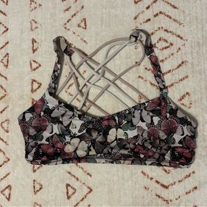 Lululemon Pink and Black Strappy Bra